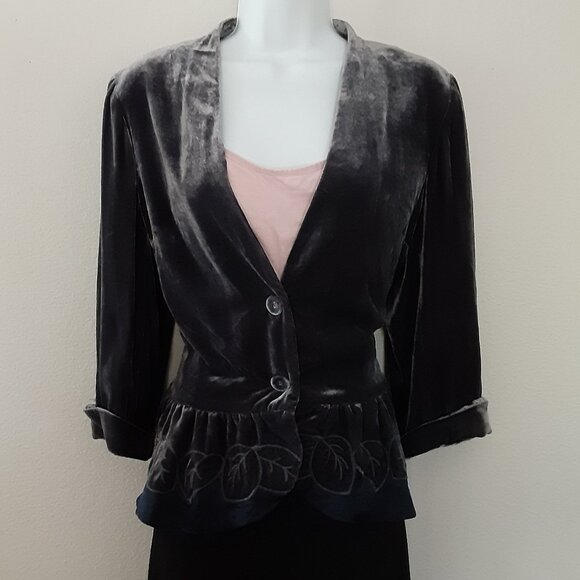 WRAP: Gray Velvet Top-Jacket * Satin-Lined * Soft * 10-12 * Elevate Your Style * - Picture 3 of 9